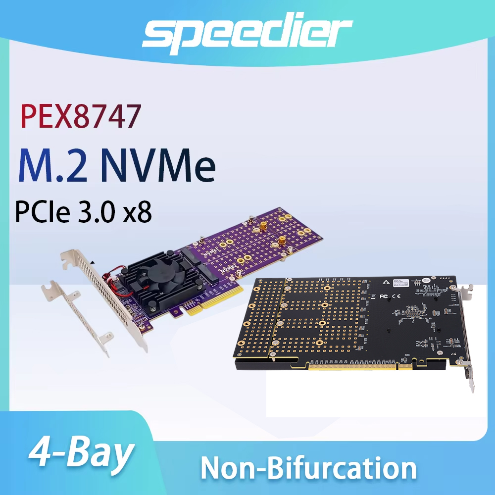 PCIe 3.0 X8 4‑Bay M.2 NVMe Exp - Quad M.2 Nvme Pcie Bifurcation Card 评论和价格